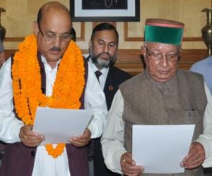 Newly elected MLA Narendra Thakur take oath