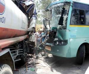 Oil Tanker and Bus Accident, Tanker Driver Dead