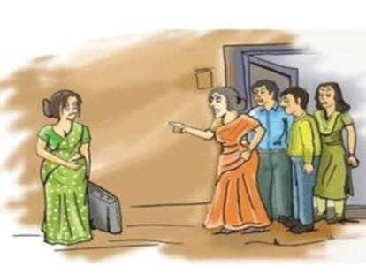  In-laws expelled disable pregnant woman for dowry
