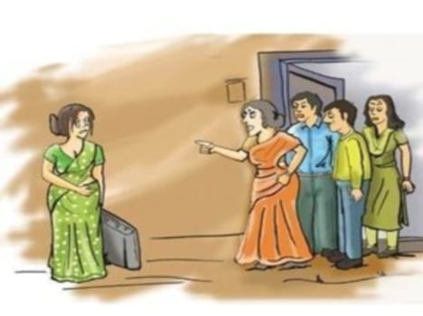 Woman for dowry out of the house