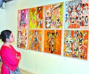 Painting Exhibition in Govt Art College of K C Subhramnayam