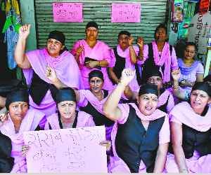 Protest by Womans Against Wine Shops