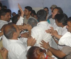 Fighting between Kumari Sheilja and Nirmal Singh Supporters