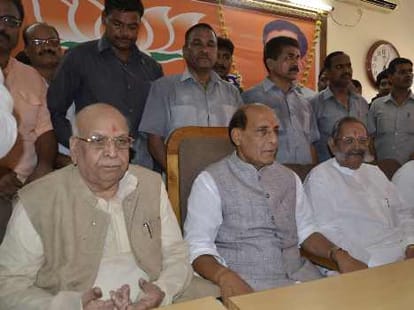 Rajnath singh talks to media in lucknow