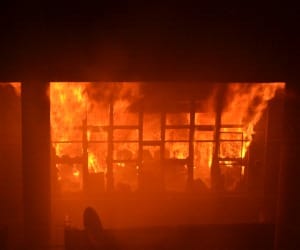 Power loom factory fire, burning goods worth millions