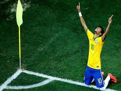 brazil defeats cameroon and scored top with neymar
