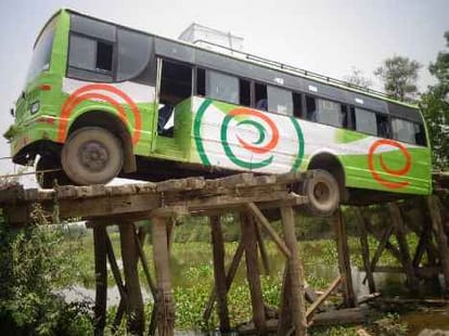wooden bridge damaged in gonda district