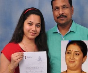 Minister Smriti Irani Letter to CBSE 12th Toppers