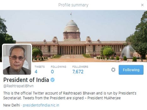 president of india now on twitter