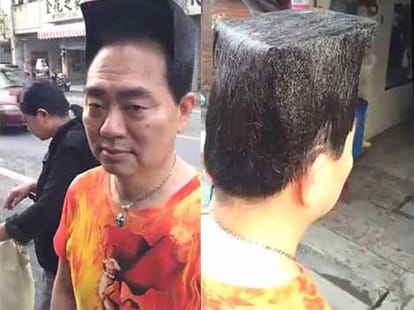 man gets a unique hairdo to impress a girl