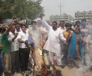 protest against mp kiran kher