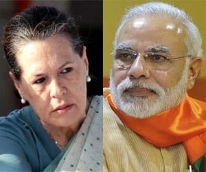 Narendra Modi-Sonia Gandhi War on Official Website