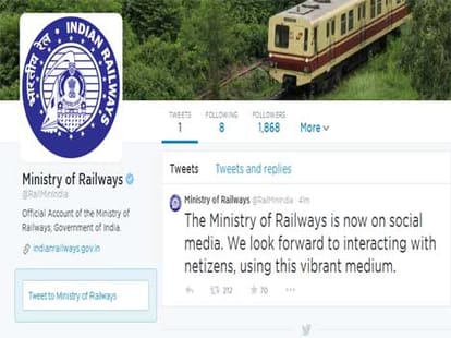 ministry of railway now on facebook and twitter