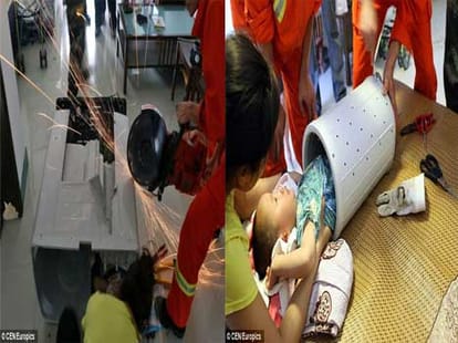 babuy stuck inside washing machine