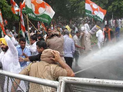 Water splashes on Youth Congress in chandigarh