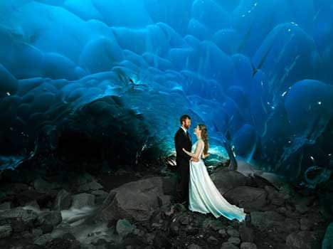 couple tie the knot in alaskan ice caves 