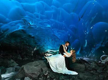 couple tie the knot in alaskan ice caves 