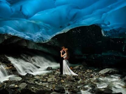 couple tie the knot in alaskan ice caves 