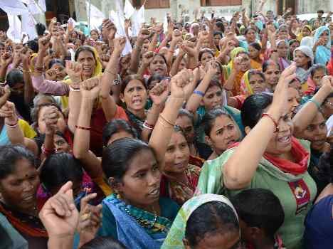 womans protest from DC office