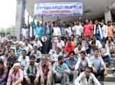Faridabad health worker on strike.