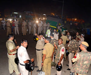 students protest against upsc, fire in bus and gypsy