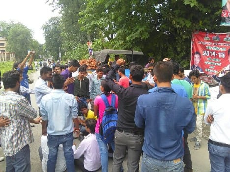 student protest in sgrr pg college
