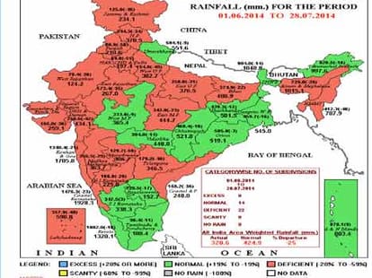 rainfall in lowest level in punjab