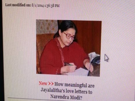 jayalalitha 'love letter' to modi removed from website
