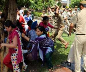 computer teachers again protest against haryana government