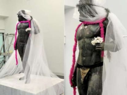 statues given a terrible face, say people