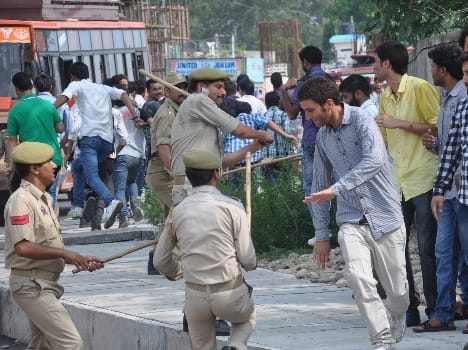 Police used batons on students