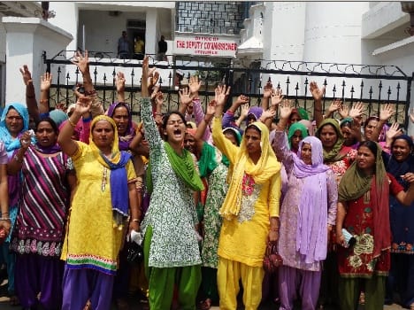 woman's protest against the congress workers