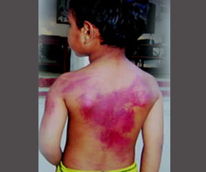 teacher beat student brutally.