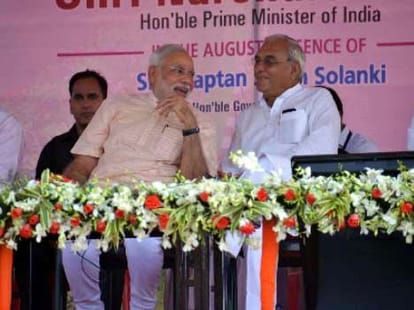Protesting against CM Hooda in Modi's Rally