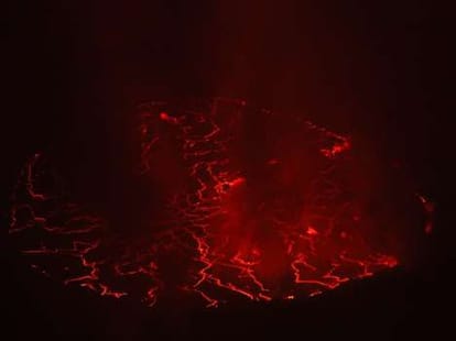 lake of lava at mount nyiragongo