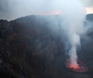 lake of lava at mount nyiragongo