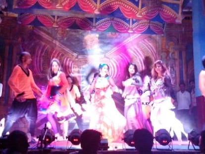 Obscene dance in temple, up police sp sings song