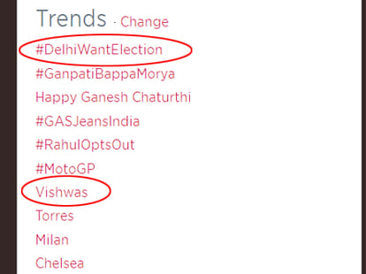 delhi want election trending in twitter 