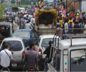 uttarakhand cm rally traffic jam.