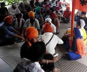 Maelstrom outside punjab university liberary by sikh students