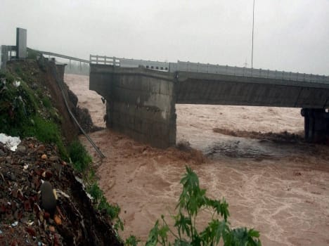 river tawi in jammu is flowing much higher than the danger level