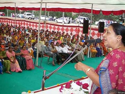modi leaves gujarat but his presence sees her.