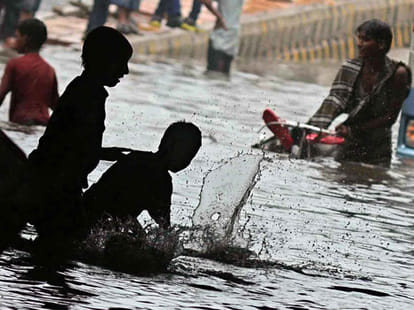 Rainfall occurring in North India.