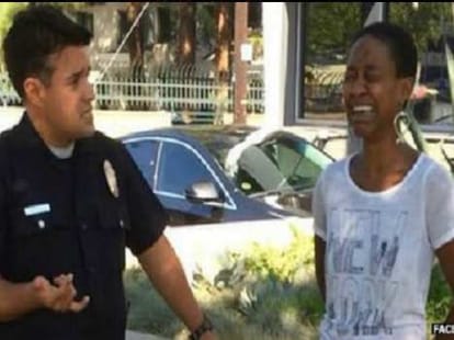 black actress detained by a kiss.