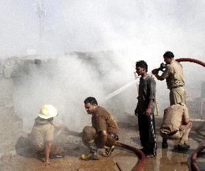  fire in Johads full of dirt 