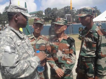 military exercise of indo-american army.