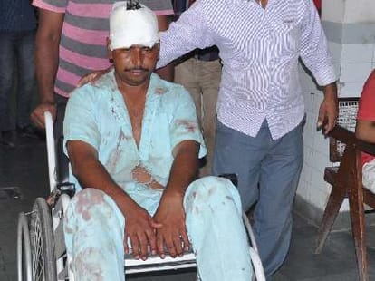 Threw stones at a moving bus, passenger bled