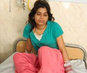 wife sleeps on the bed afire