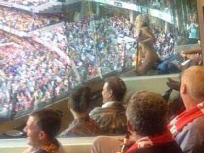 Cheeky model Heather McCartney who stripped naked at Aussie   cup final.