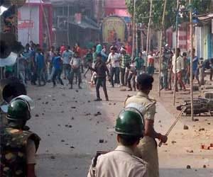 Commotion during idol immersion in Chapra.